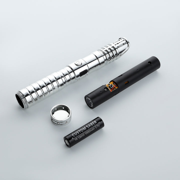 DamienSaber Custom Double Bladed LightSaber Baselit 4 Sound Fonts Plastic Hilt 7/8 Inch PC Blades