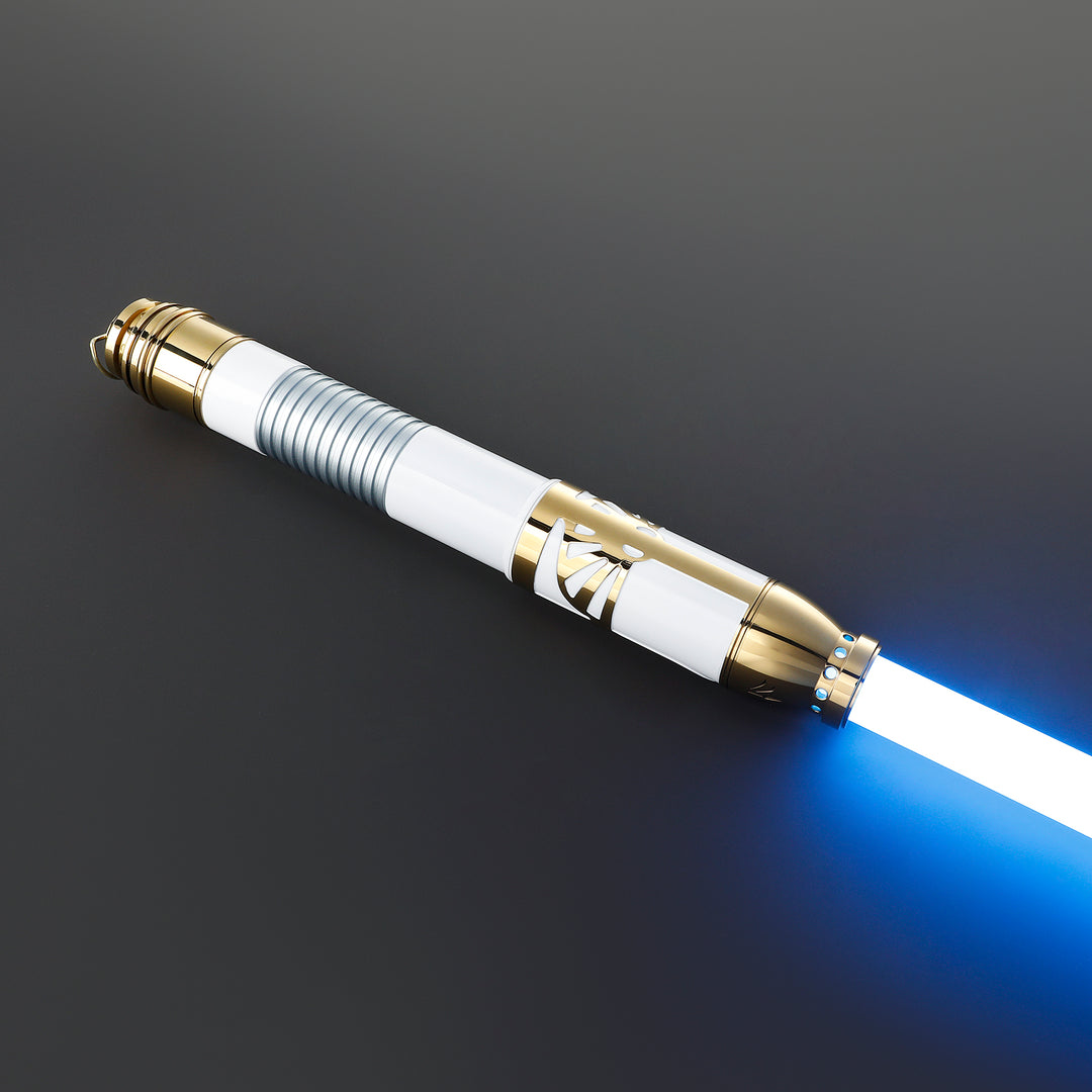 DamienSaber Lightsaber Santari Khri Inspired Light Saber 7/8 Inch Blade Gold Electroplating White Hilt 32CM