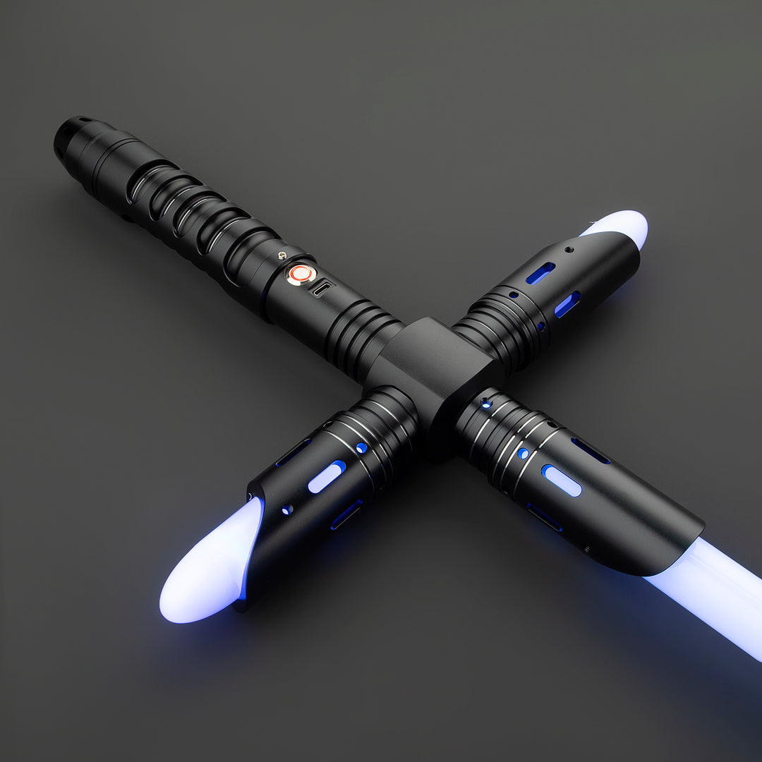 DamienSaber Lightsaber Crossguard Light Saber XRGB3.0 Three Blades Black Hilt 38CM