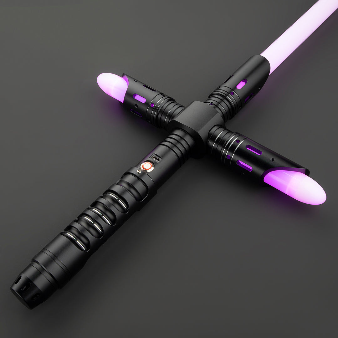 DamienSaber Lightsaber Crossguard Light Saber XRGB3.0 Three Blades Black Hilt 38CM