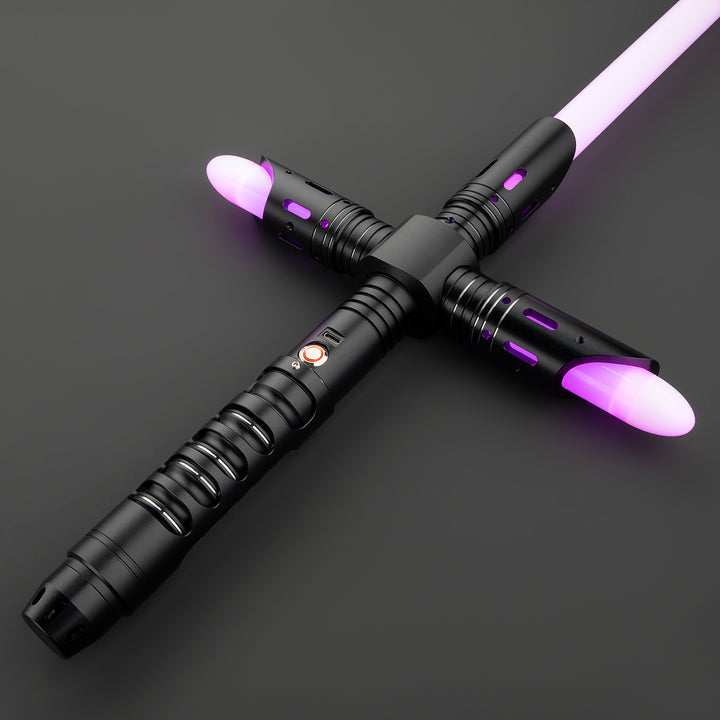 DamienSaber Lightsaber Crossguard Light Saber XRGB3.0 Three Blades Black Hilt 38CM