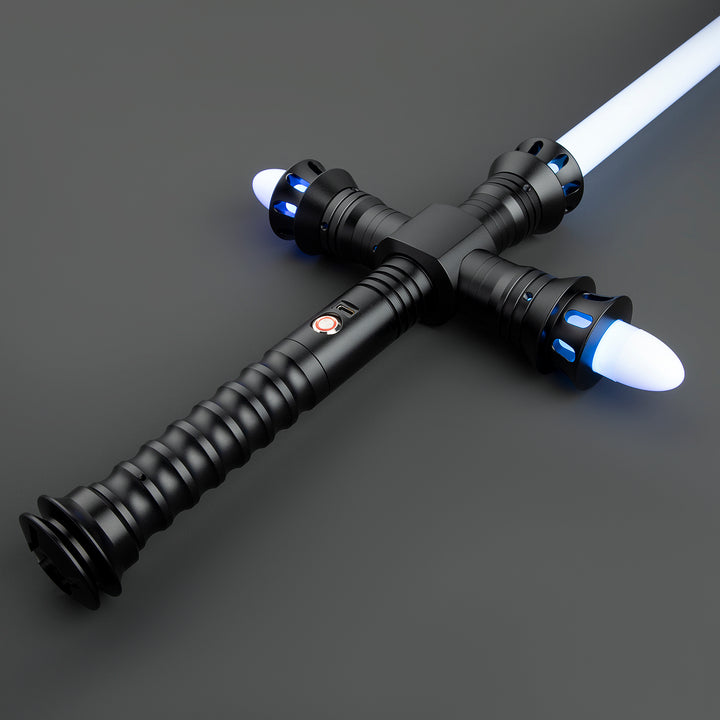 DamienSaber Lightsaber Crossguard Light Saber Xenopixel V3 Three Blades Black Hilt 33CM