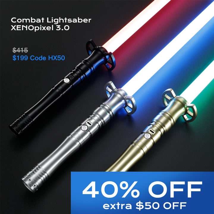 DamienSaber Lightsaber Best Heavy Dueling Light Saber for Competition Xenopixel V3 Long Hilt 25.6CM